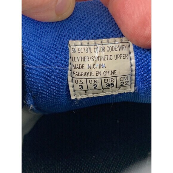 Skechers SKX Leather Sneakers Blue Black White 91787L Lace Up Youth Boys Size 3 - Picture 8 of 11